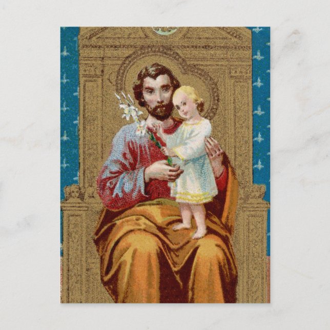 Enthroned St. Joseph with Toddler Christ Child Postcard (Front)