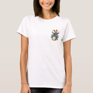 Enthusiastic Corgi Dog Drummer Playing Blue Drum T-Shirt