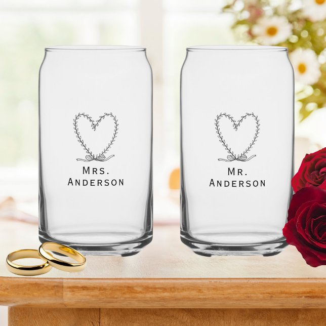 Entièrement personnalisable M. et Mme coeur floral (Créateur téléchargé)