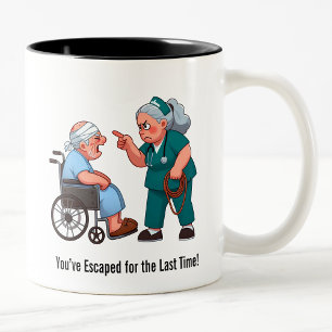 Entitled Elderly Patient Gets Hogtie Therapy Two-T Two-Tone Coffee Mug