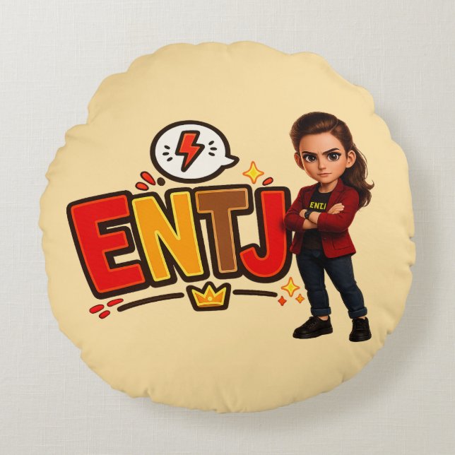ENTJ — The Visionary Conqueror Round Pillow (Front)