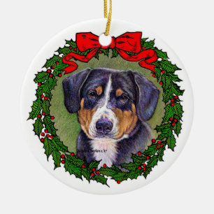 Entlebucher Mountain Dog Art by Glenda Harlan Ceramic Ornament