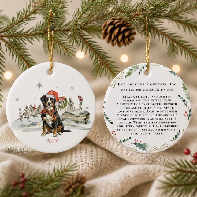 Entlebucher Mountain Dog Monogram Ceramic Ornament (Creator Uploaded)