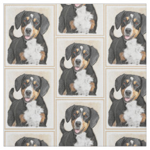 Entlebucher Mountain Dog Painting - Original Art Fabric