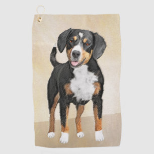 Entlebucher Mountain Dog Painting - Original Art Golf Towel