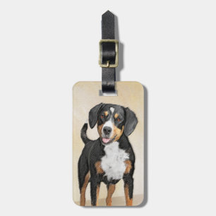 Entlebucher Mountain Dog Painting - Original Art Luggage Tag