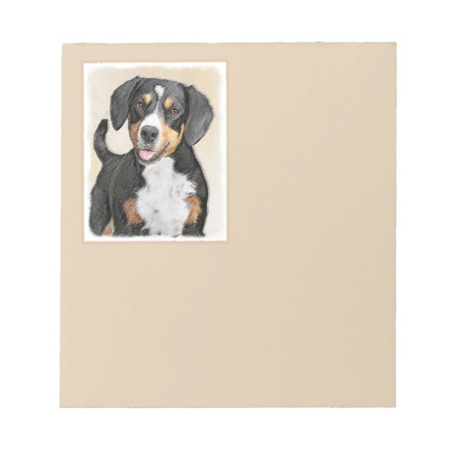 Entlebucher Mountain Dog Painting - Original Art Notepad (Front)