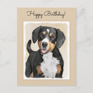 Entlebucher Mountain Dog Painting - Original Art Postcard