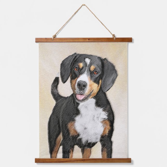 Entlebucher Mountain Dog Painting Original Dog Art Hanging Tapestry (Front)