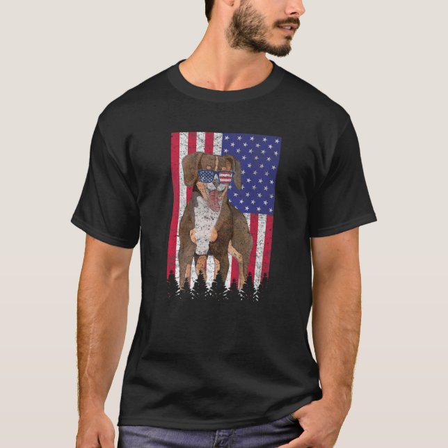 Entlebucher Mountain Dog Patriotic USA Pride Ameri T-Shirt (Front)