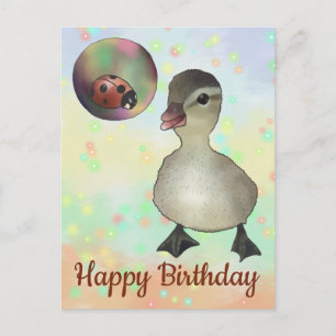 Entlein mit Seifenblase Postkarte Postcard