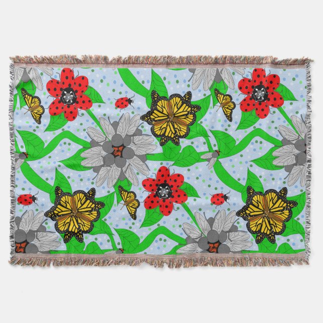 Entomologists Bouquet Throw Blanket (Front)