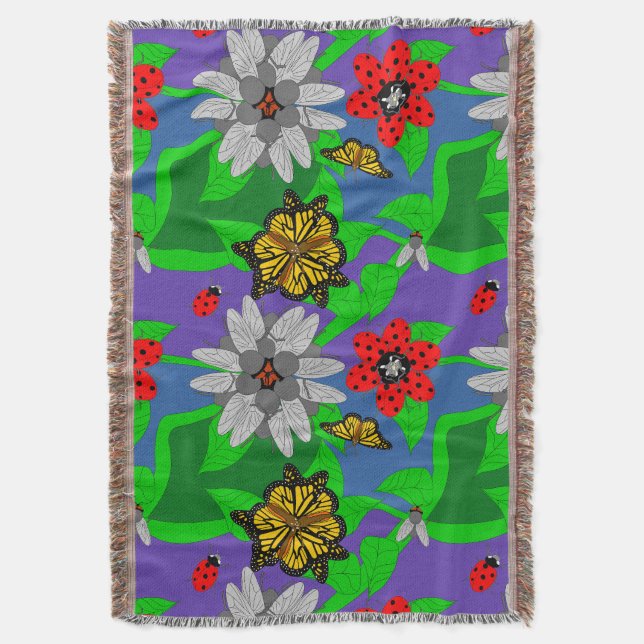 Entomologists Bouquet Throw Blanket (Front Vertical)