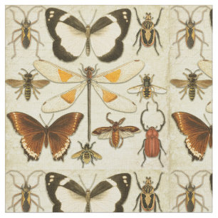 Entomology Butterfly Insects Vintage Old Paper Fabric