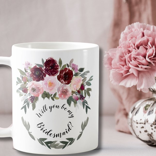 Entourage Proposal Burgundy & Blush Floral Wreath  Coffee Mug (Creator Uploaded)