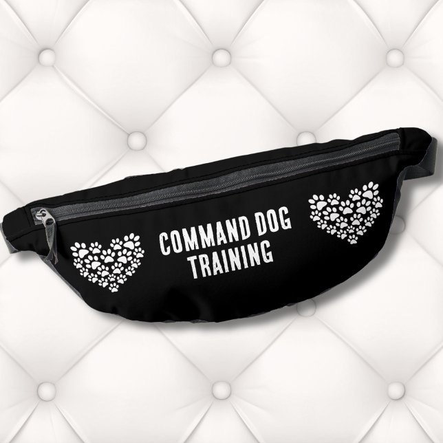 Entraîneur de chien Empreinte de patte noir blanc (Cute Dog Trainer Black White Paw Print Heart Fanny Pack )