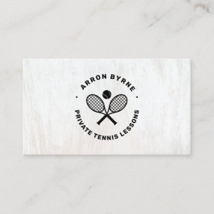Entraîneur de tennis Carte de visite en bois blanc