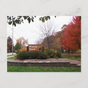 Entrance Sign, Pierce Park In Autumn, Appleton, WI Postcard