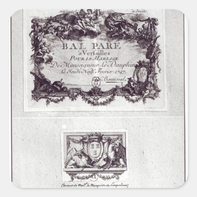 Entrance ticket for the ball in Versailles Square Sticker (Front)