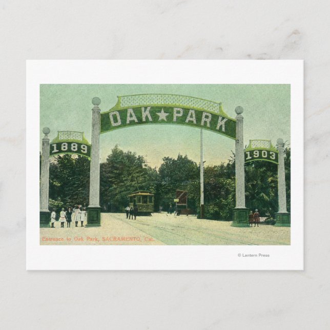 Entrance to Oak Park View Postcard (Front)