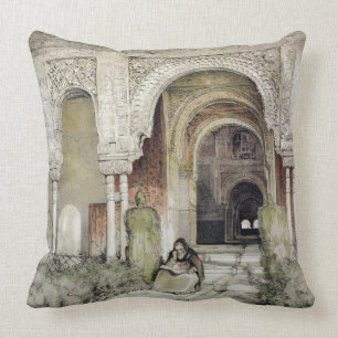 Entrance to the Hall of the Two Sisters (Sala de l Throw Pillow
