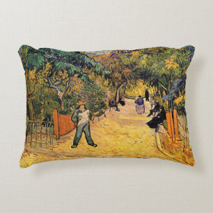 Entrance to the Public Park by Vincent van Gogh Accent Pillow