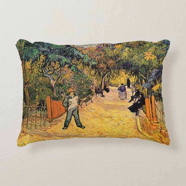 Entrance to the Public Park by Vincent van Gogh Accent Pillow (Front)
