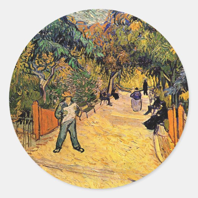 Entrance to the Public Park by Vincent van Gogh Classic Round Sticker (Front)