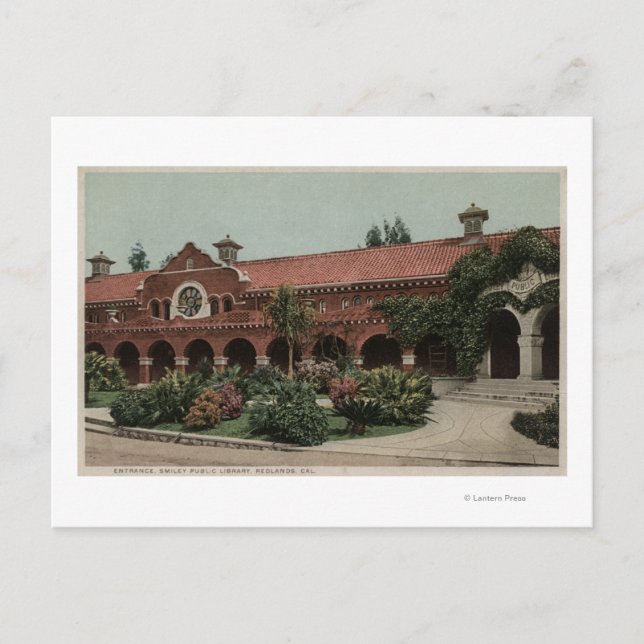Entrance to the Smiley Public Library Postcard (Front)