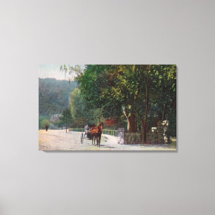 Entrance View to Shady Lane, Horse Carriage Canvas Print
