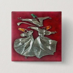 Entranced Sufis In Prayer 2 Inch Square Button