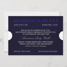 Entrée Billet bleu 5x7 Invitations