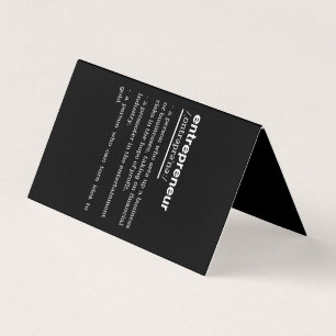 Entrepreneur Definition Funny Business Owner Gift Business Card