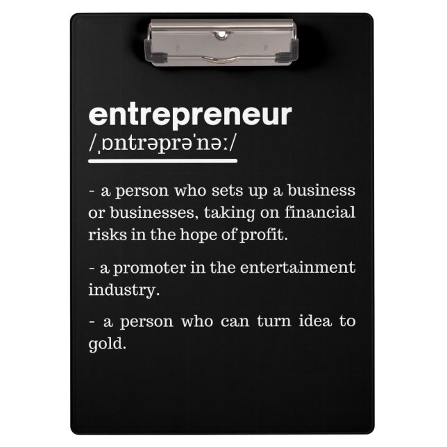 Entrepreneur Definition Funny Business Owner Gift Clipboard (Front)