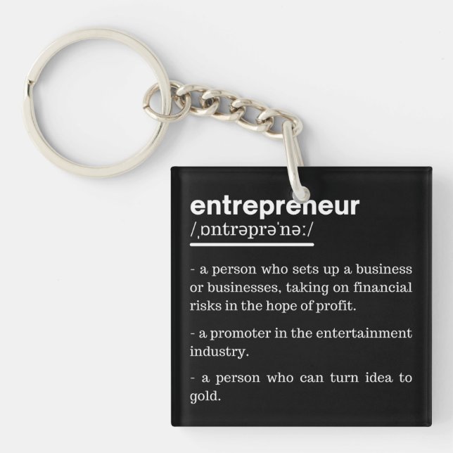 Entrepreneur Definition Funny Business Owner Gift Keychain (Front)