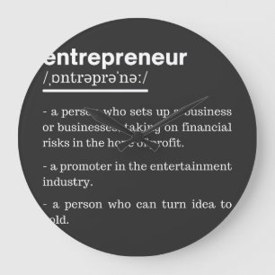 Entrepreneur Definition Funny Business Owner Gift Large Clock