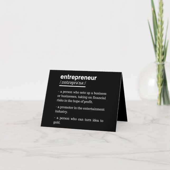 Entrepreneur Definition Funny Business Owner Gift Note Card (Front)