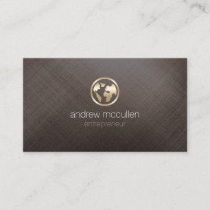 Entrepreneur Globe Icon Gold Brushed Metal Business Card