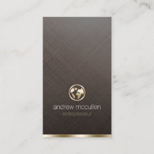 Entrepreneur Gold Globe Icon Brushed Metal Business Card