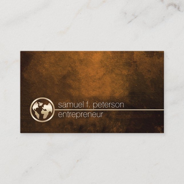 Entrepreneur Gold Globe Icon Professional Business Card (Front)