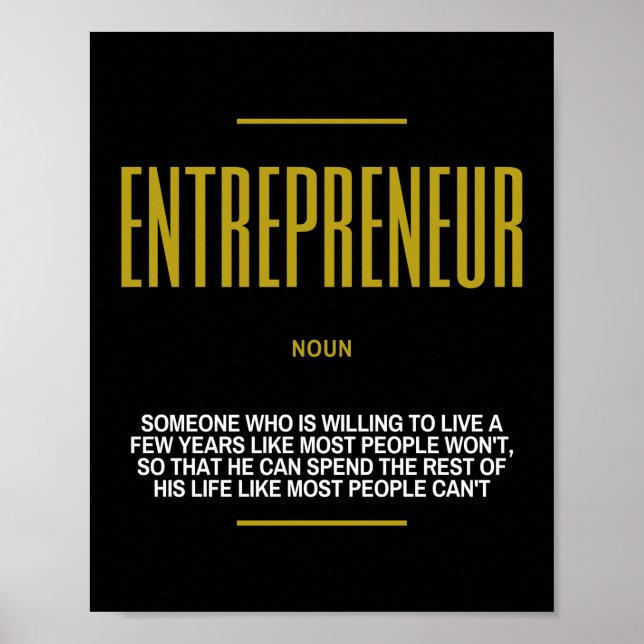 Entrepreneur Inspirational Quote On Success Poster (Front)