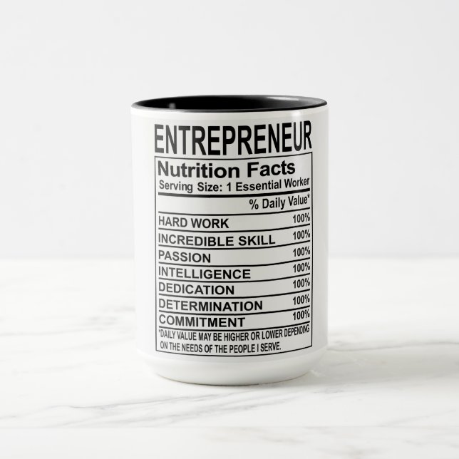 Entrepreneur Nutrition Facts Mug (Center)