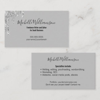 Entrepreneur Small Business Owner Freelance Silver Business Card