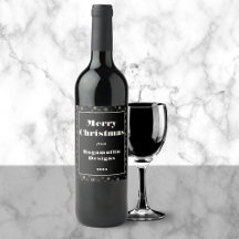 Entreprise moderne Joyeux Noël Black Vin Étiquette