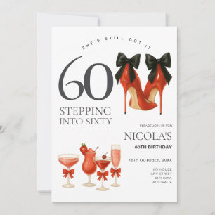 Entrer dans 60 Invitation Moderne Rouge et Noir