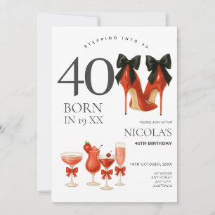 Entrer dans les 40 Invitation 40ème Moderne Rouge