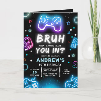 ENTREZ-VOUS ? Neon Gamer Invitation Anniversaire