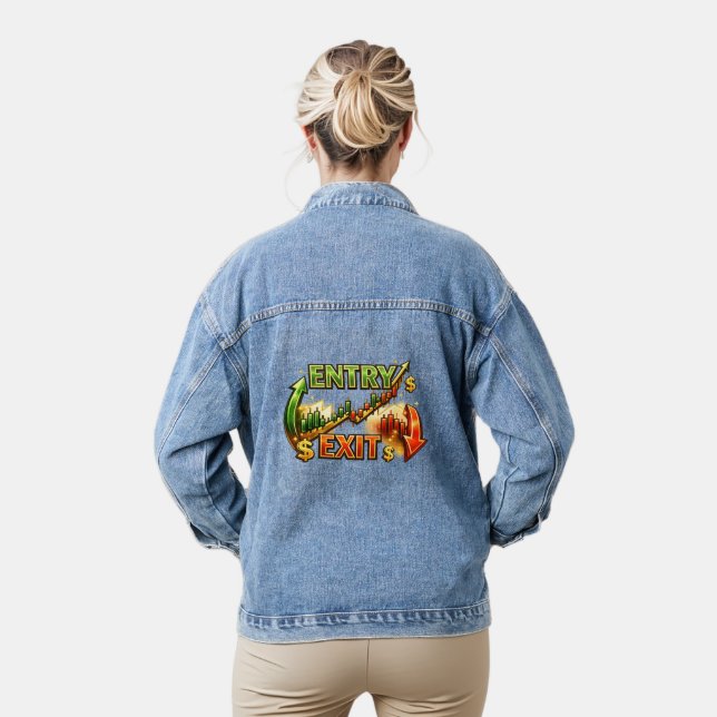 Entry Exit Trading Strategy Graphic Women’s Denim  Jacket (Model)