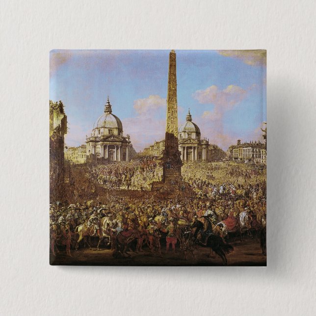 Entry into Rome of Jerzy Ossolinski 2 Inch Square Button (Front)