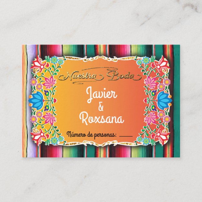 Entry to reception Nuestra Boda Business Card (Front)